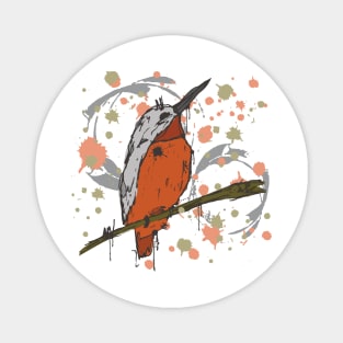 Small orange bird watercolor sketch Magnet